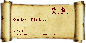 Kustos Mietta névjegykártya